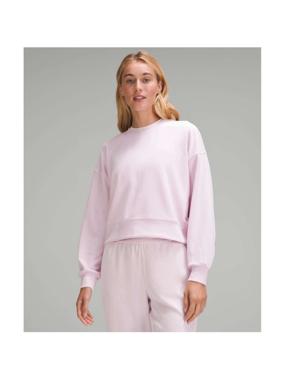 Lululemon Ribbed Softstreme Perfectly Oversized Cropped Crew Meadowsweet Pink 2